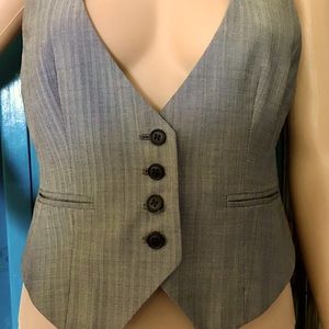 ANN TAYLOR LOFT Women's 4-Button Vest (Waistcoat) in Gray and Black, Size Small